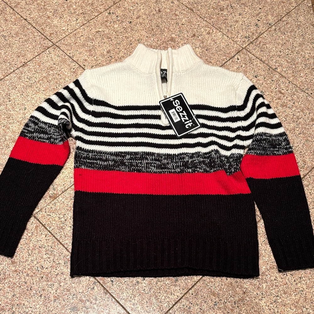 Sezzit Striped Half-Zip Sweater